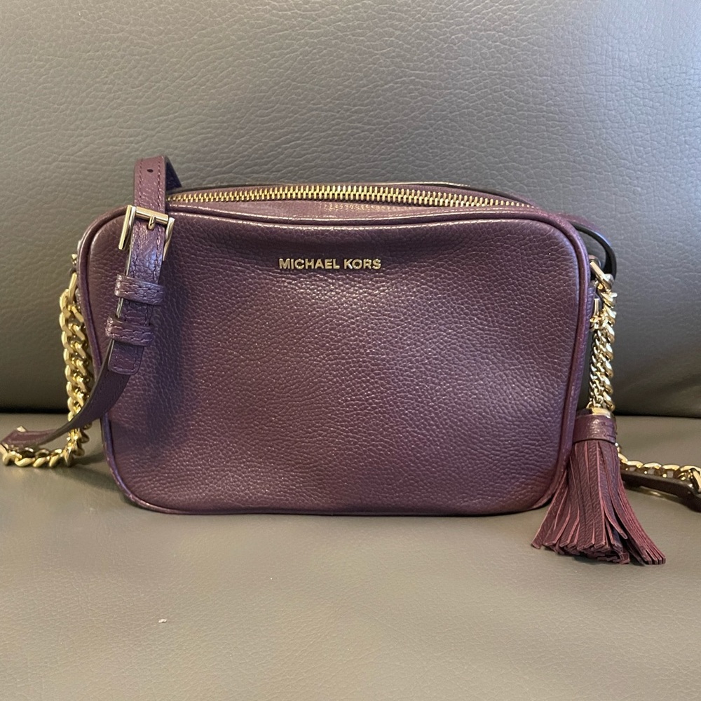 Michael Kors Ginny Leather Crossbody Purple